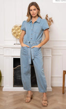 Load image into Gallery viewer, Short Sleeve Denim Jumpsuit
