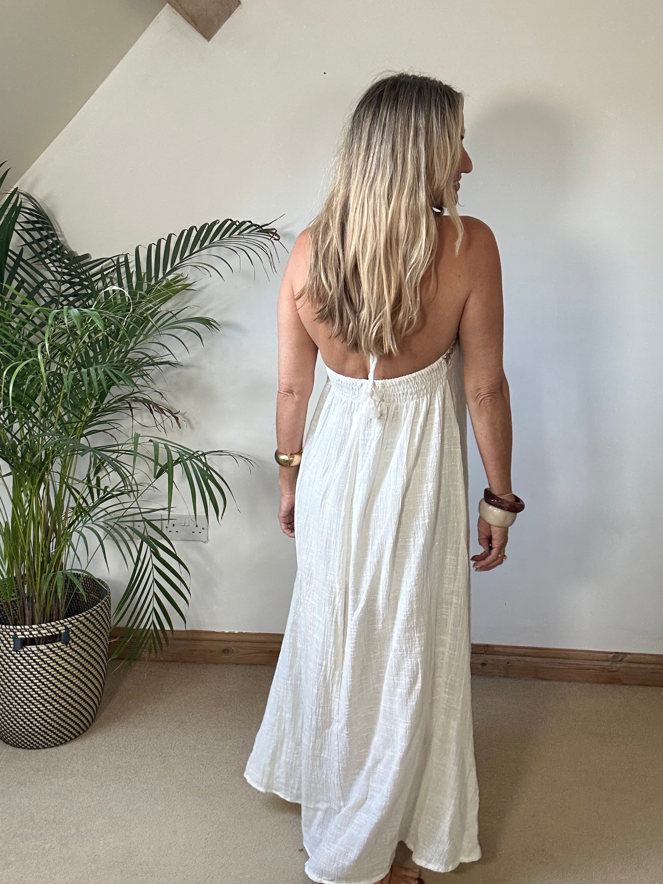 Boho Beach Dress With Woven Detail