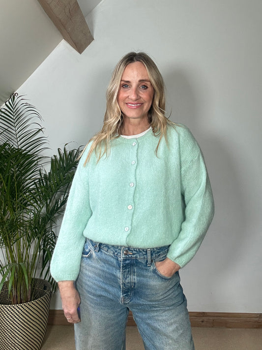 Round Neck Mohair Cardigan