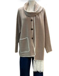 Knitted Jacket with Scarf - Beige
