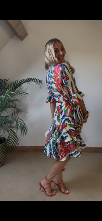 Pucci Inspired Print Wrap Dress