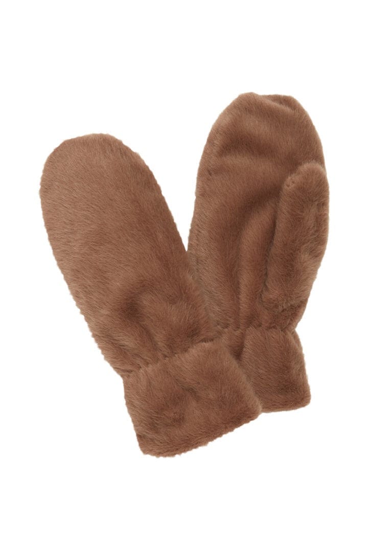 Faux Fur Mittens - Sepia