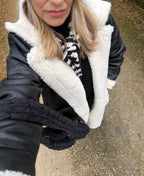 Faux Leather, Shearling Lined Coat