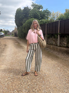 Stripe Barrel Leg Trousers