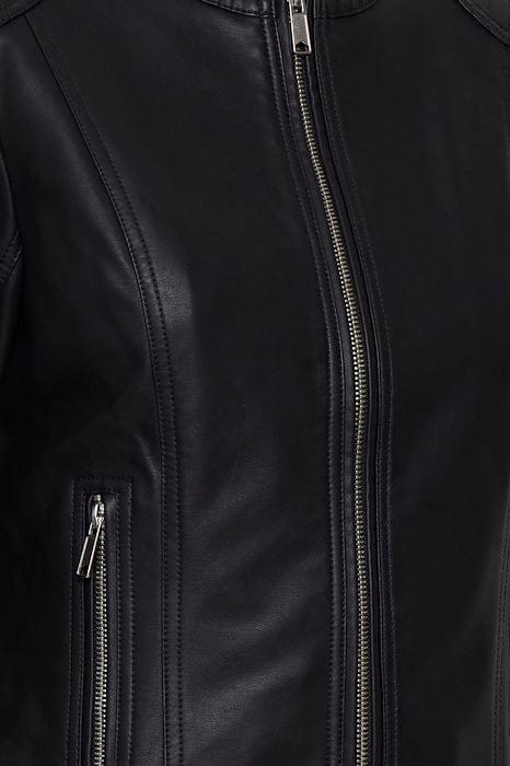 Black Faux Leather Bomber
