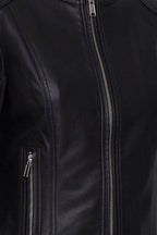 Black Faux Leather Bomber
