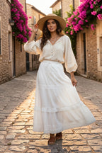 White Tiered Maxi Skirt