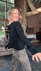 Lurex and Satin Bow Cardigan - Black