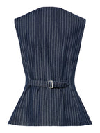Pinstripe Denim Waistcoat