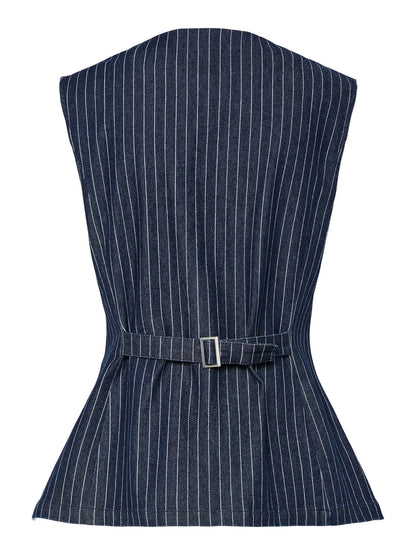 Pinstripe Denim Waistcoat