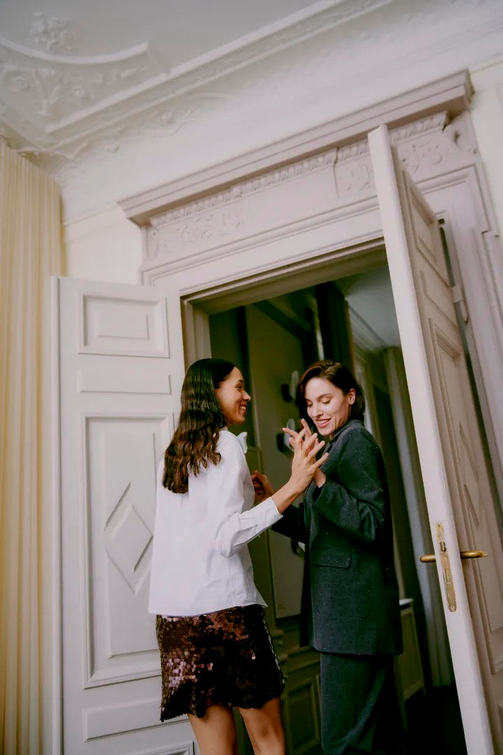 Brown Sequin Mini Skirt