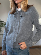 Grey Tie Neck Jumper