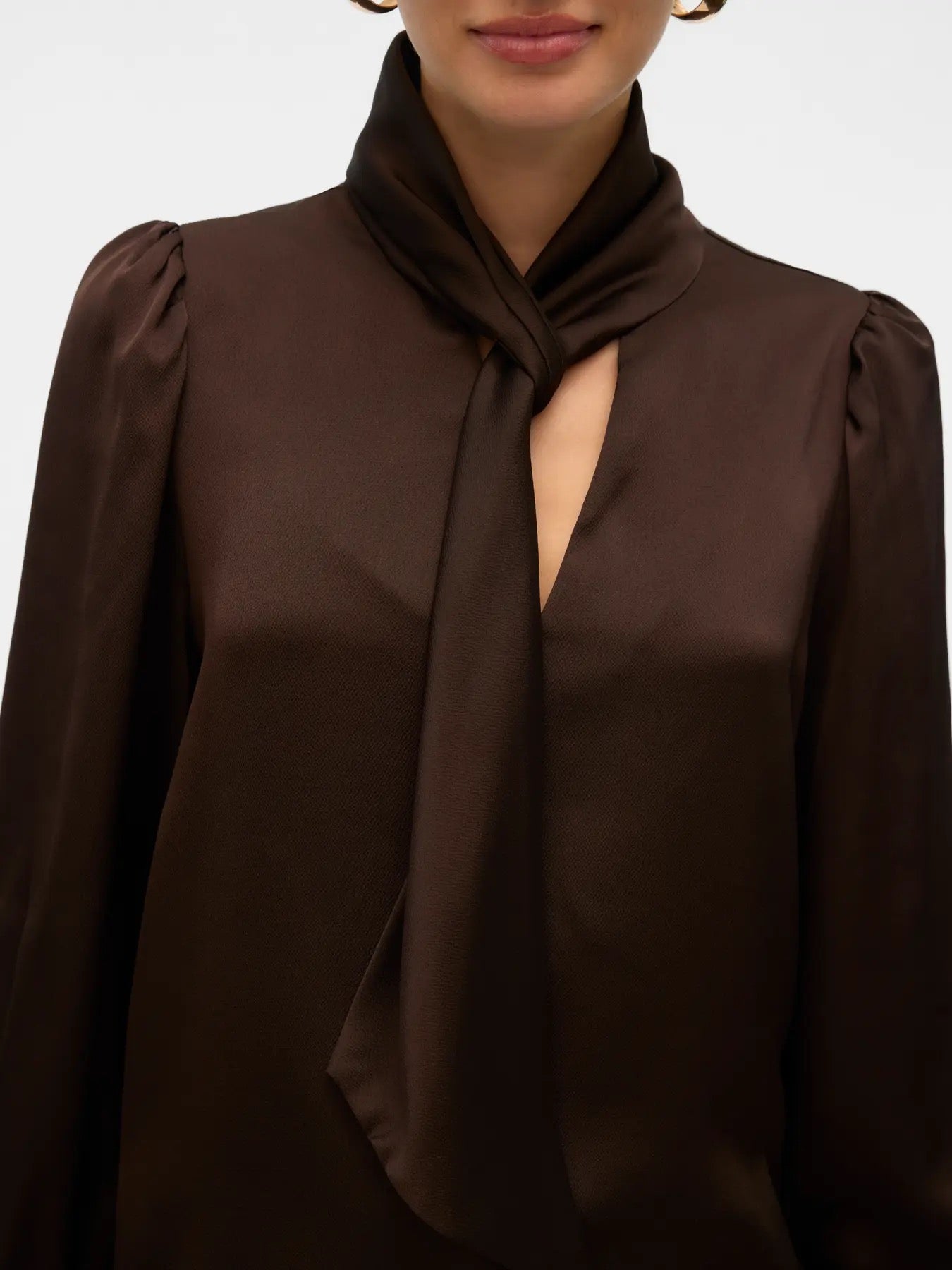 Chocolate Neck Tie Blouse