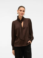 Chocolate Neck Tie Blouse