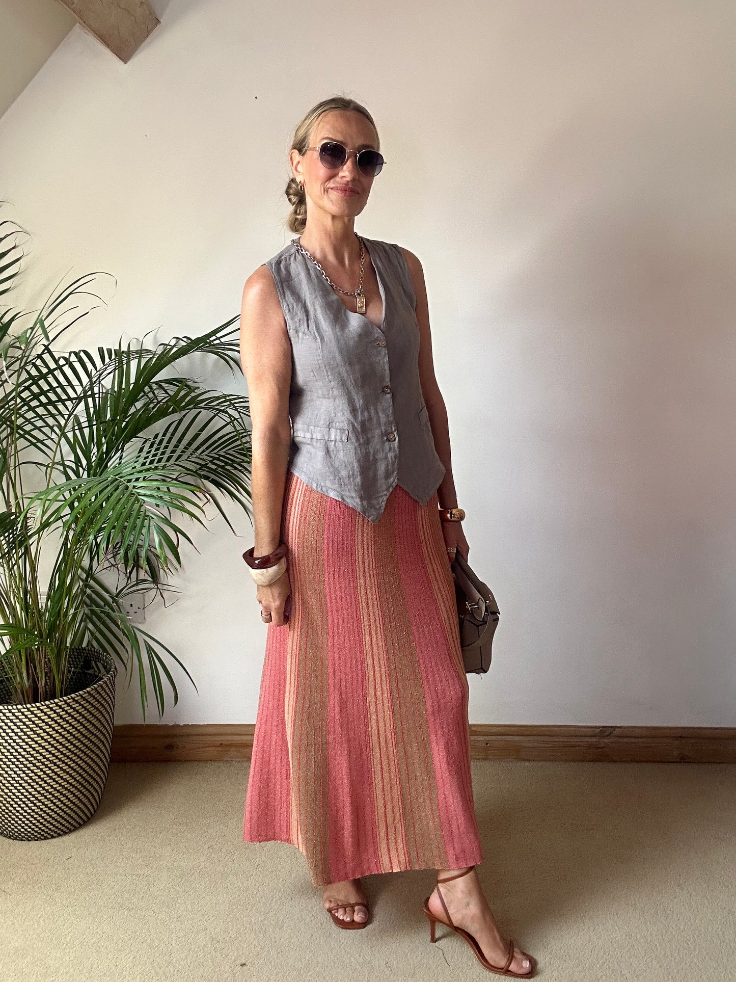 Lurex Stripe Knitted Skirt