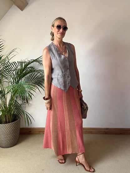 Lurex Stripe Knitted Skirt