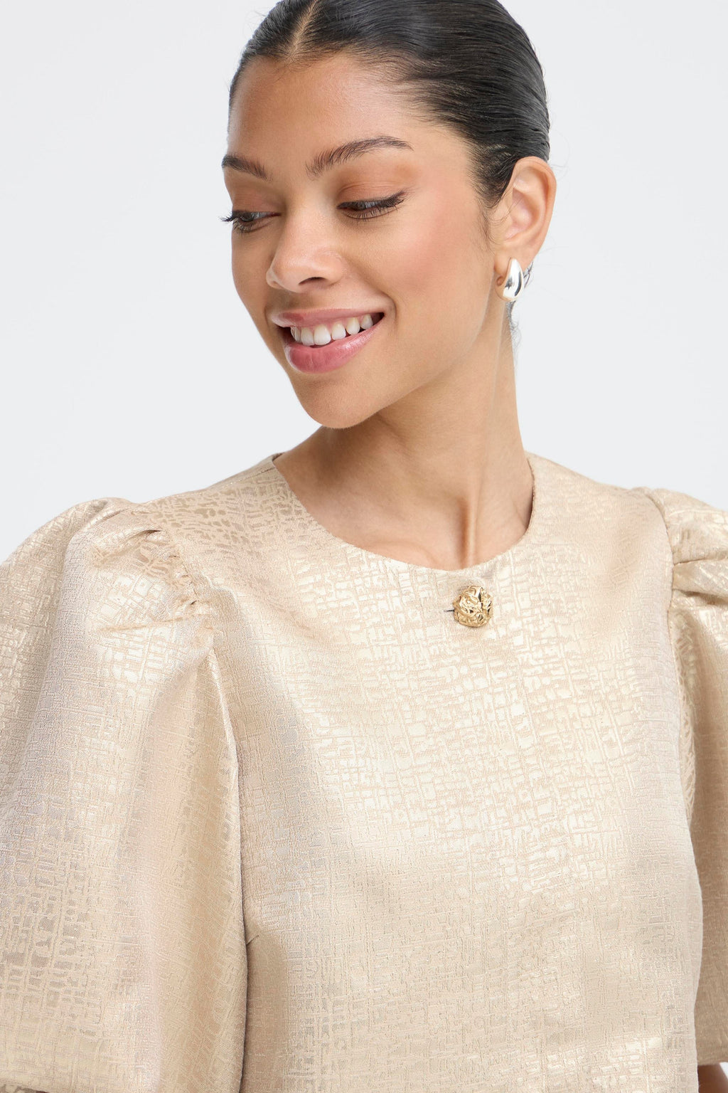 Metallic Puff Sleeve Jacket