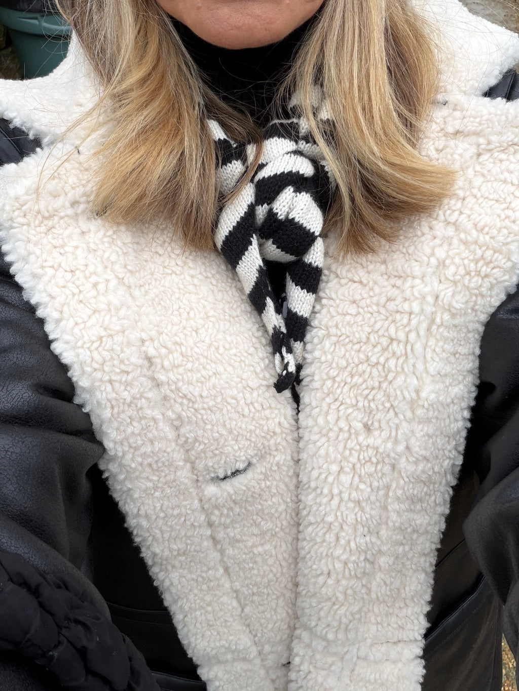 Faux Leather, Shearling Lined Coat