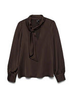 Chocolate Neck Tie Blouse