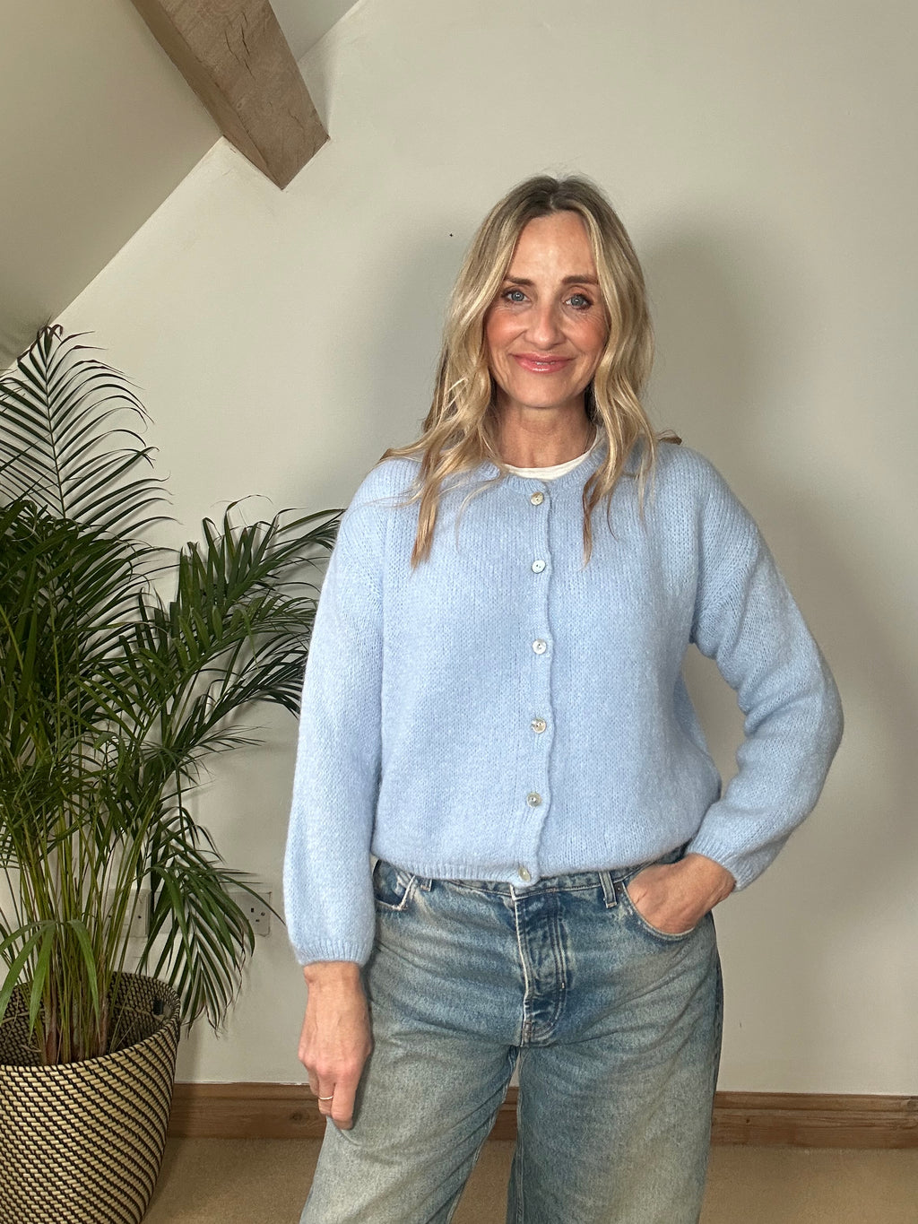 Round Neck Mohair Cardigan