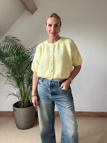 Elbow Length Cropped Mohair Cardigan