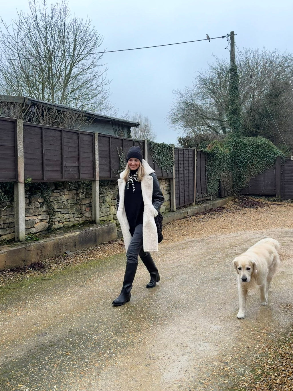 Faux Leather, Shearling Lined Coat