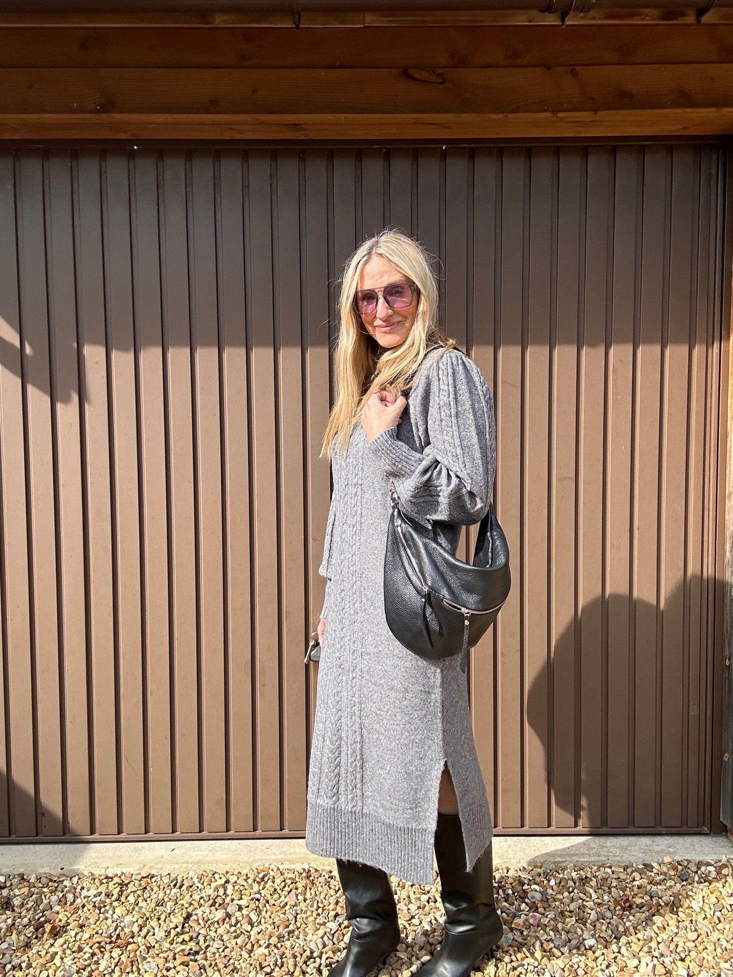 Grey Cable Knitted Dress