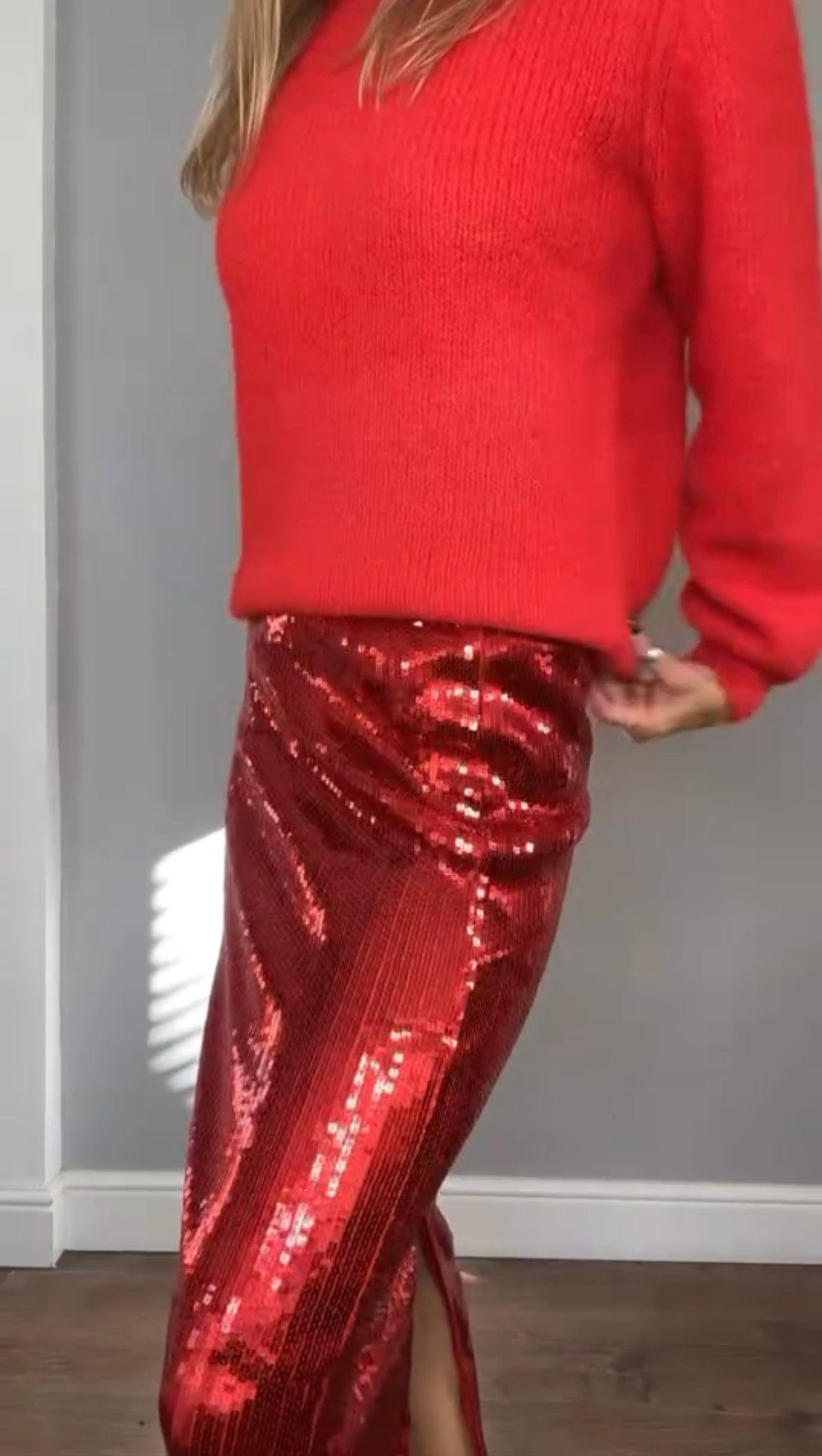 Red Sequin Skirt