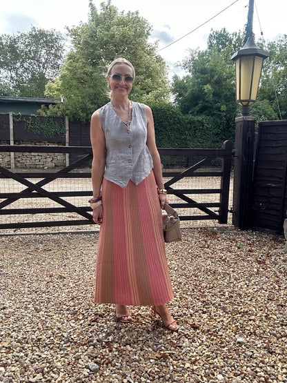 Lurex Stripe Knitted Skirt
