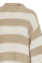 Beige and White Stripe Jumper