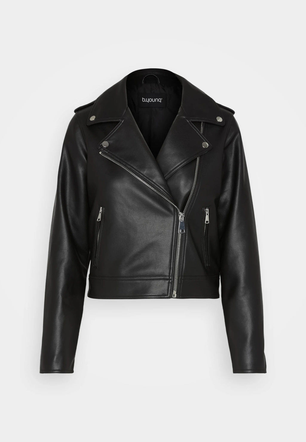 Faux Leather Biker Jacket - Black