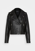 Faux Leather Biker Jacket - Black