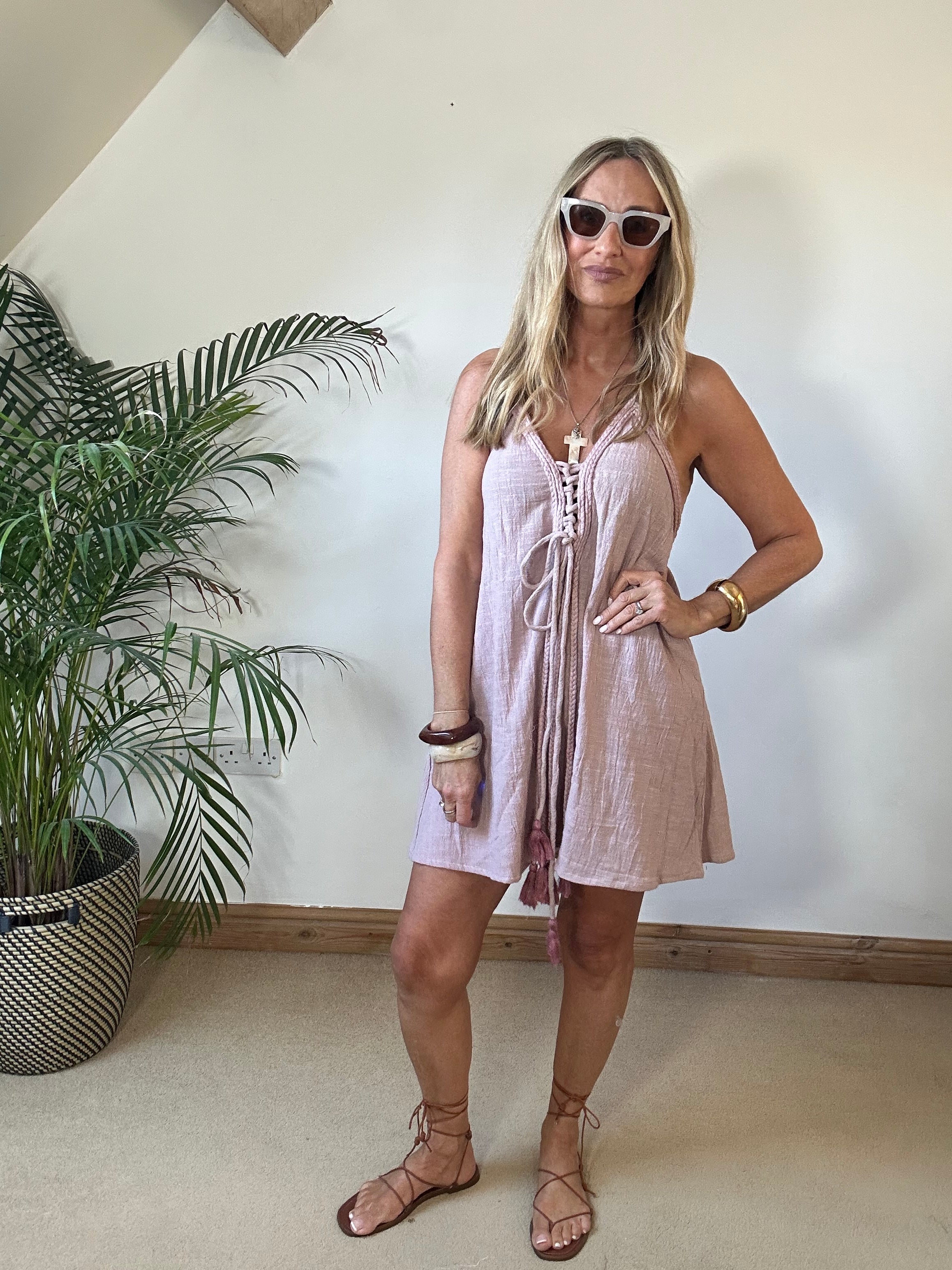 Mykonos rope Halter Mini Dress