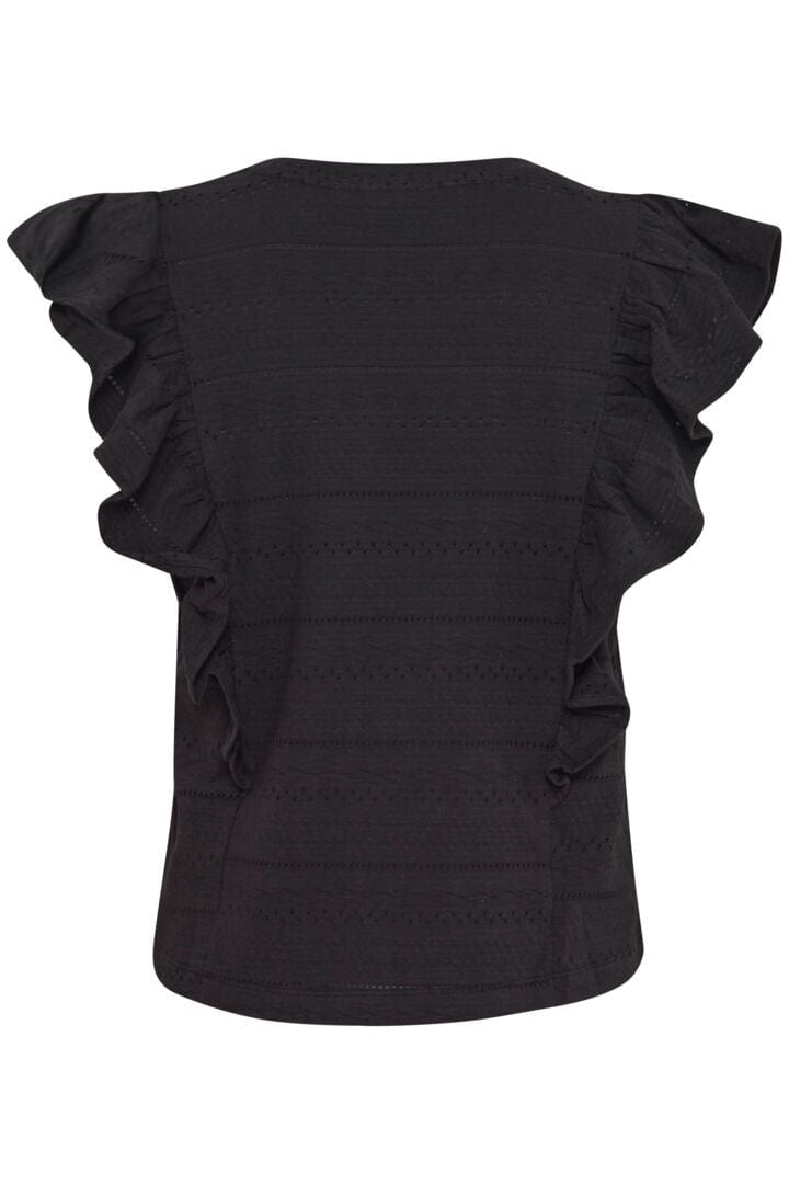 Black Tee With Frill Sleeves