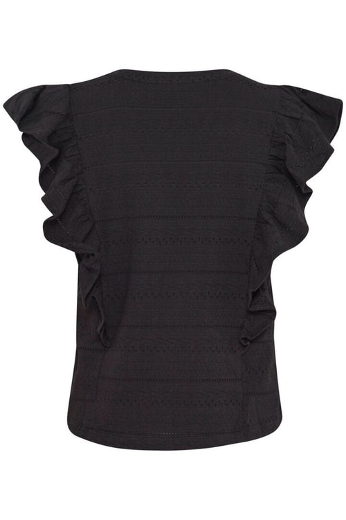 Black Tee With Frill Sleeves