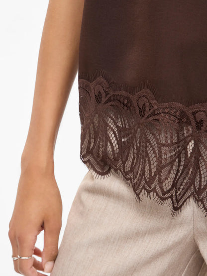 Asymmetric Satin and Lace Cami