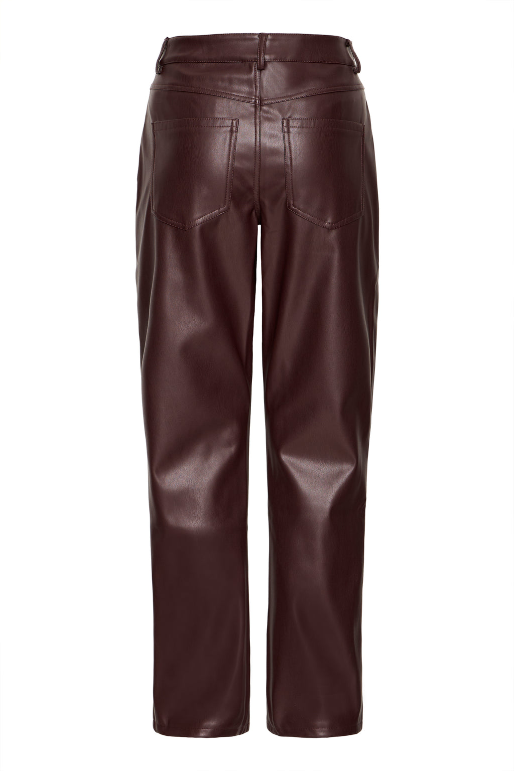 Burgundy Faux leather Straight Leg Trousers