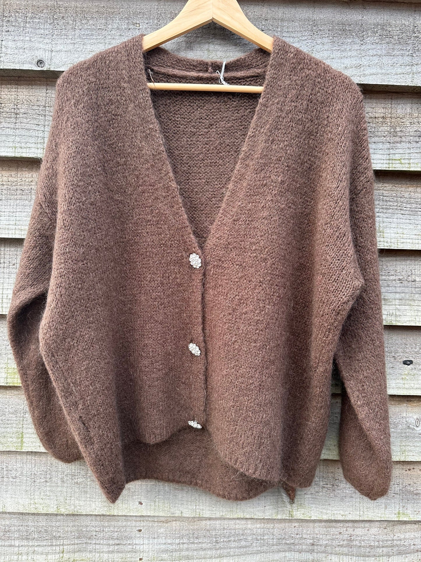 Diamonte Button mohairCardigan