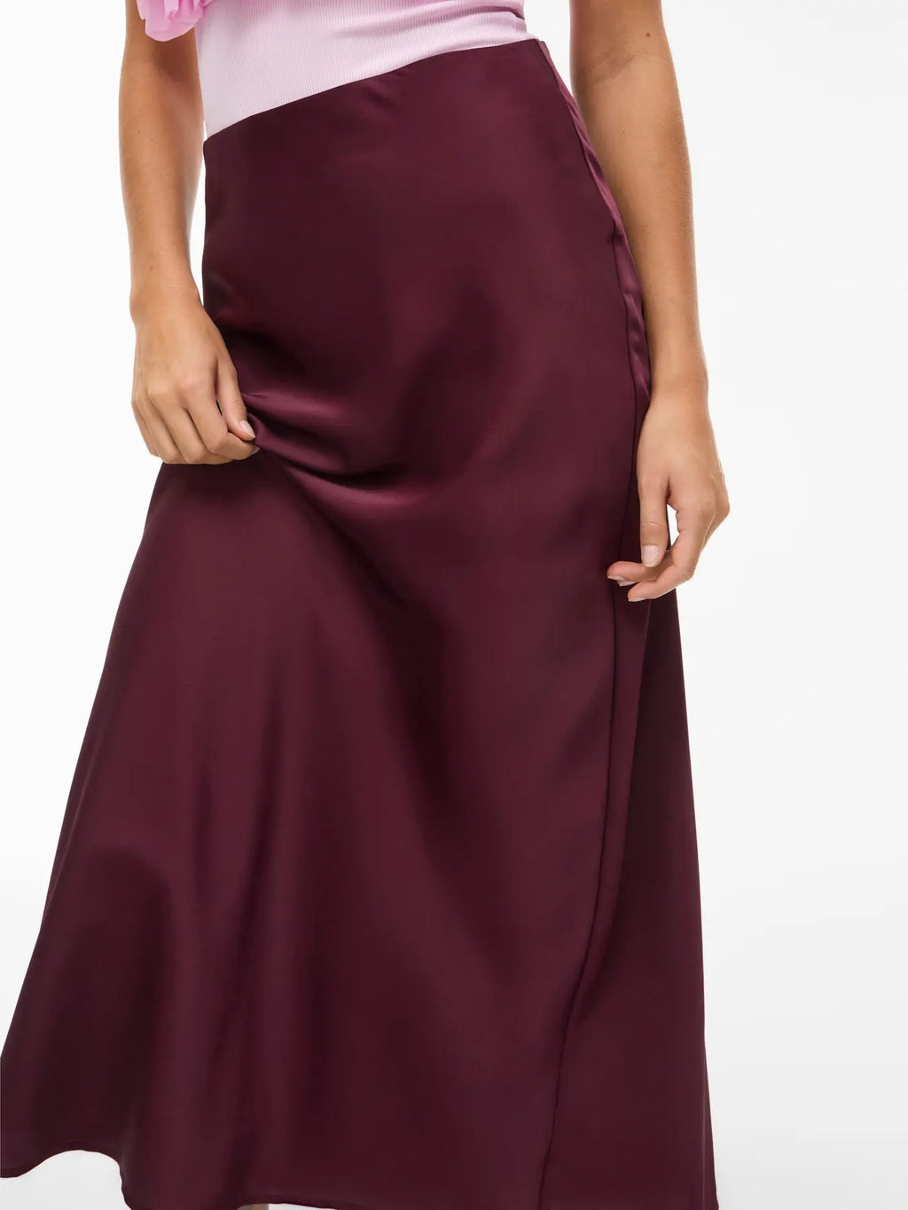 Satin Slip Skirt Burgundy or Brown