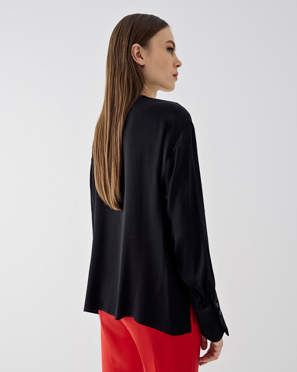 Silky Blouse with V Neckline