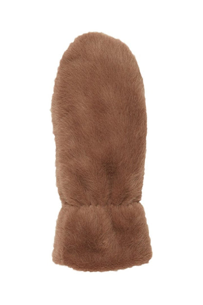 Faux Fur Mittens - Sepia