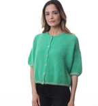 Short Sleeve Mohair Cardigan With Gold Lurex Details