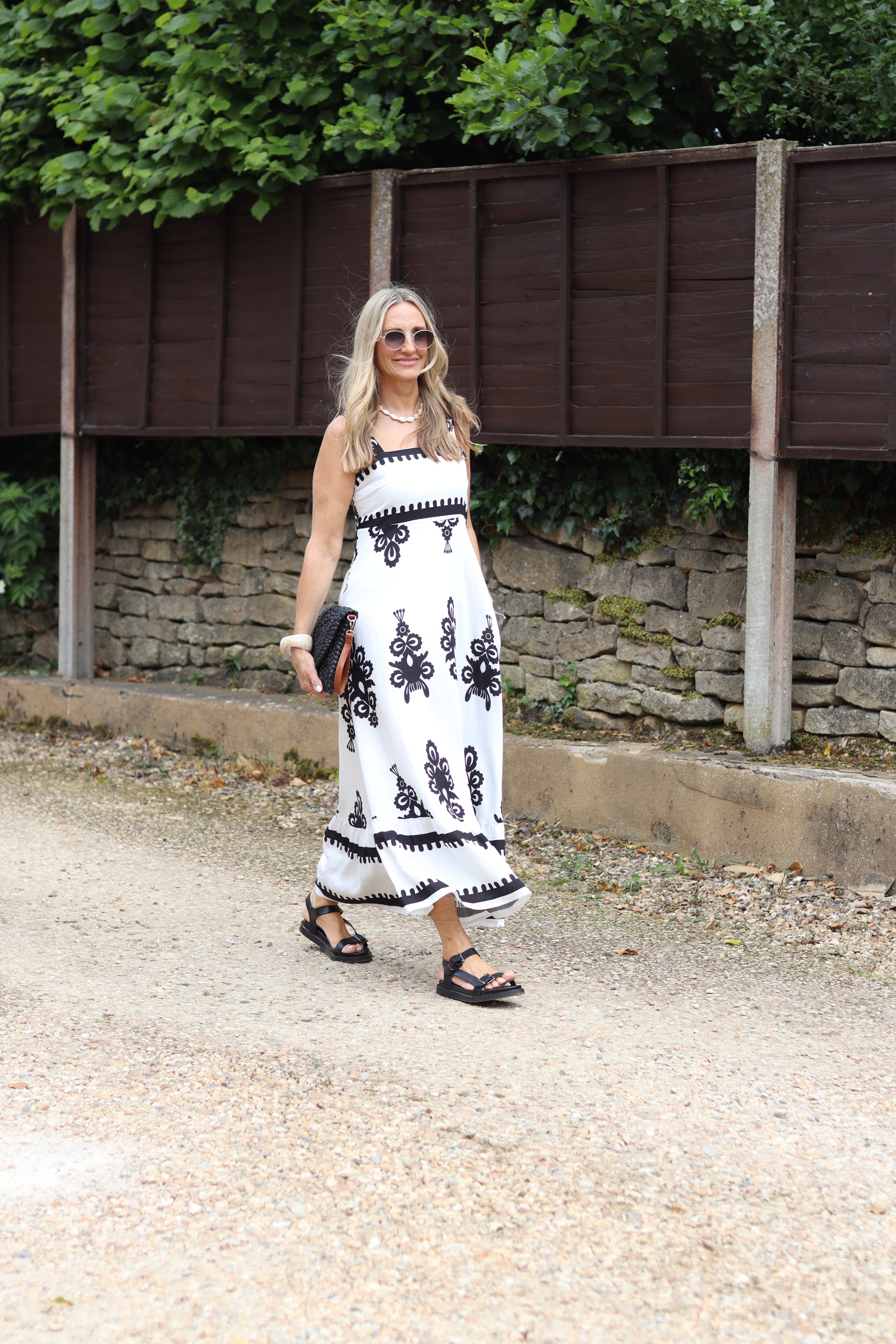 Black and White Jacquard Dress