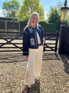 Embroidered  Quilted Black Jacket