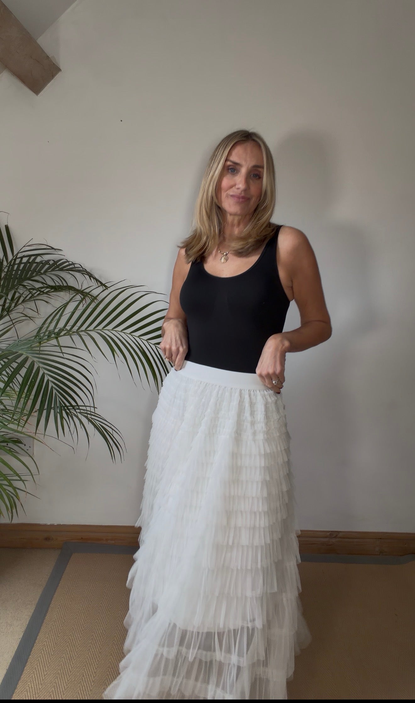 White Tulle Layered Skirt