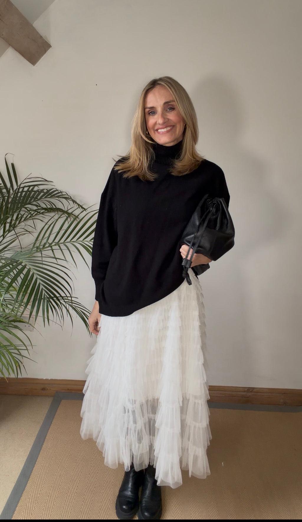 White Tulle Layered Skirt