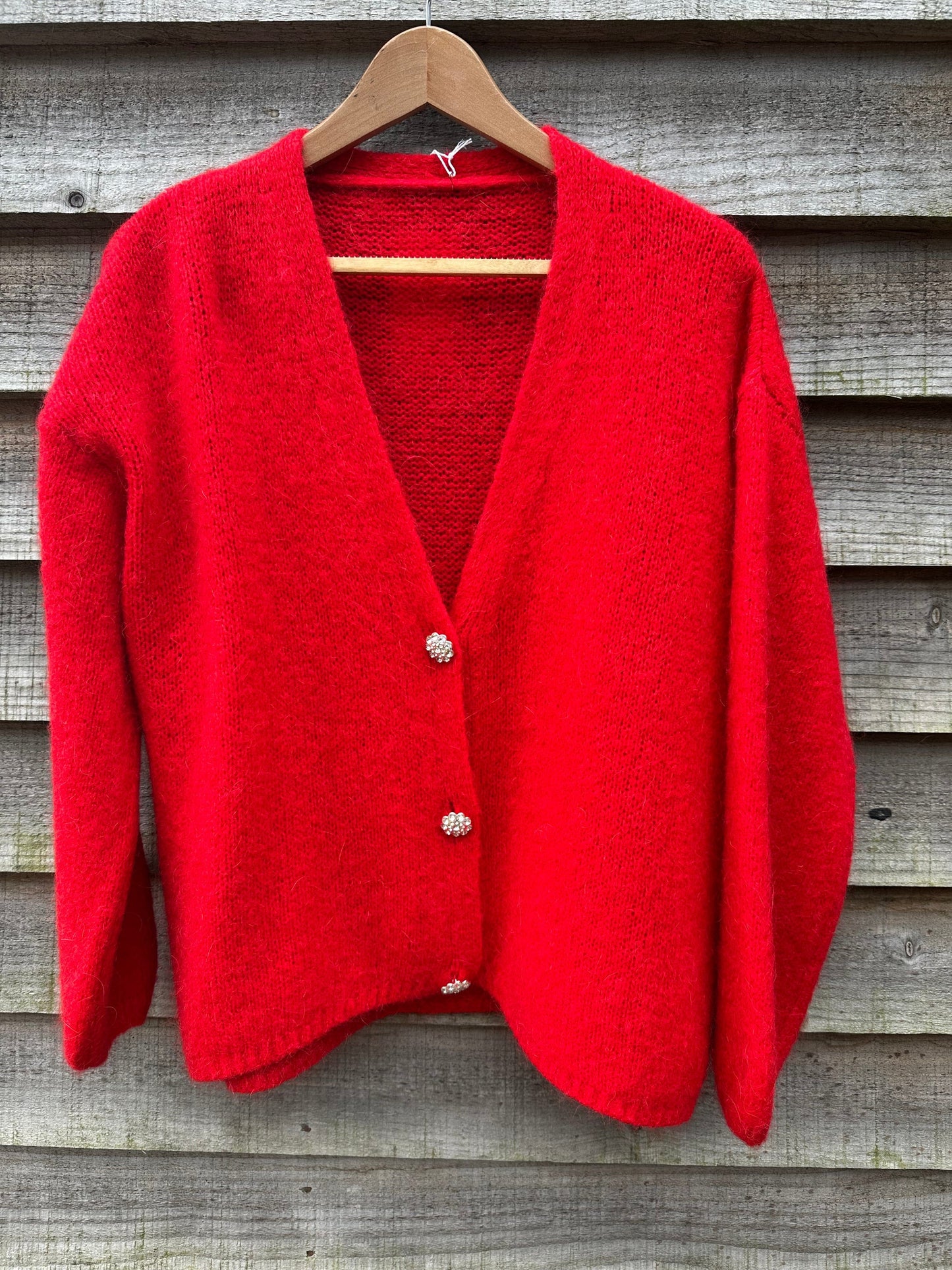 Diamonte Button mohairCardigan
