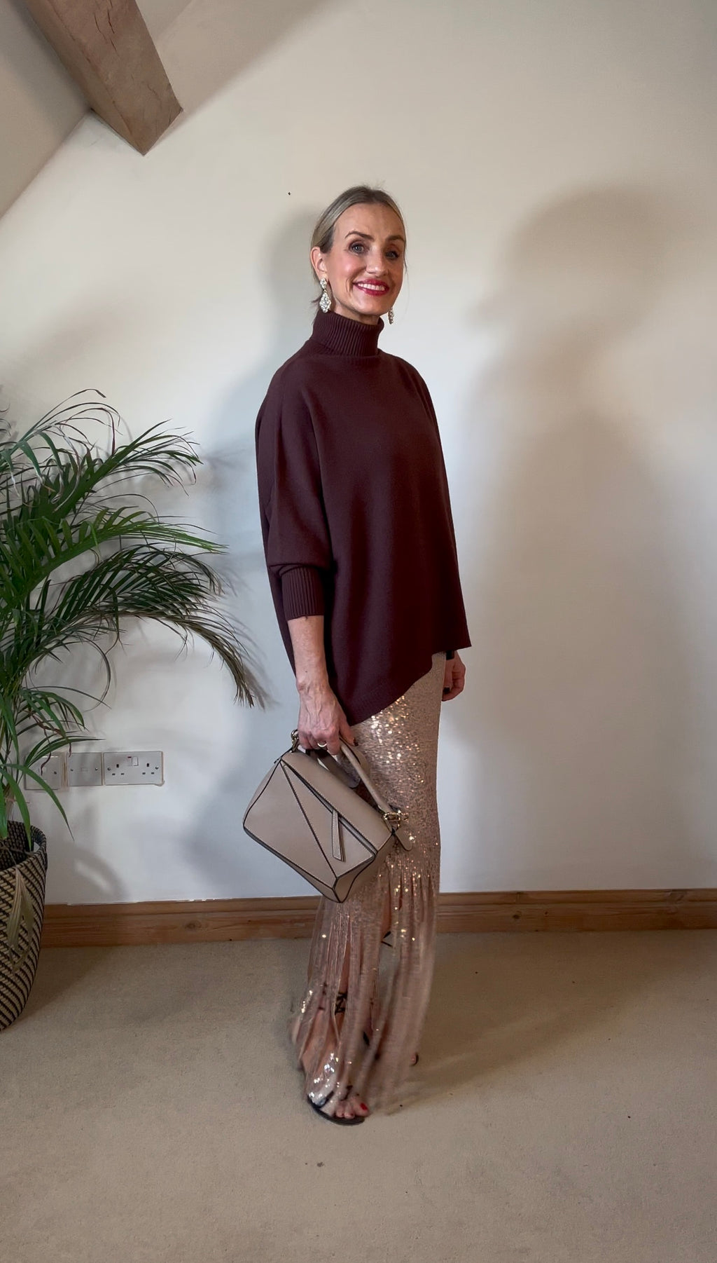 Fringed sequin skirt