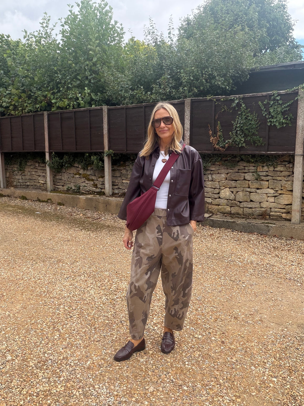 Camo Barrel Leg Trousers