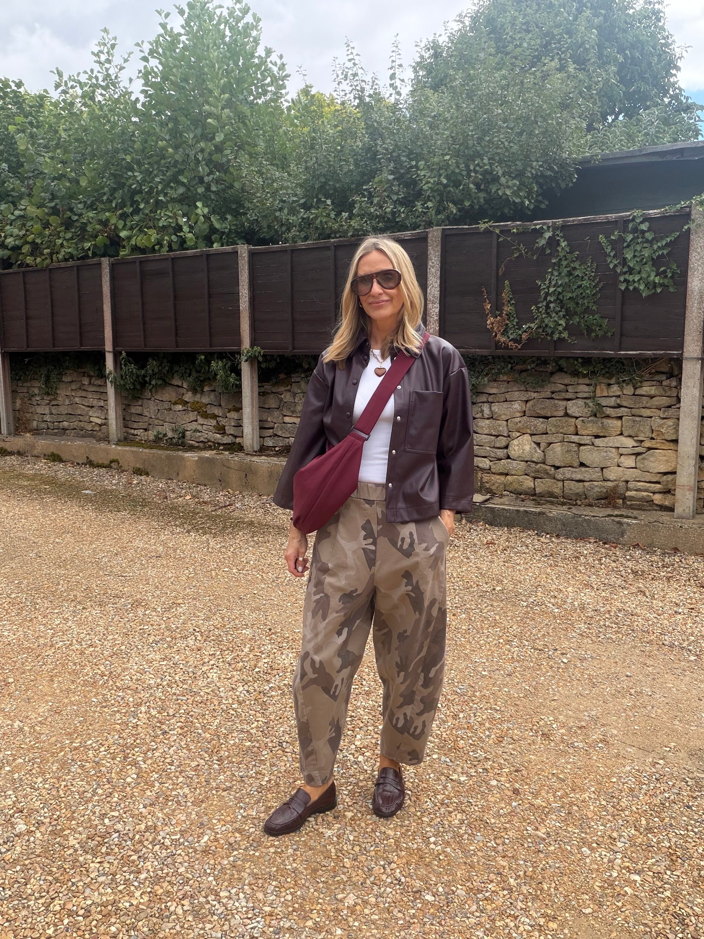 Camo Barrel Leg Trousers